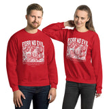 A Couple Wearing A Fear No Evil Sweatshirt In Red
