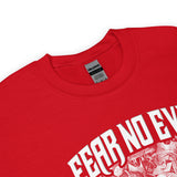 Close Up Of A Fear No Evil Sweatshirt In Red