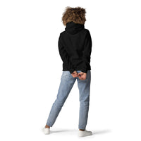 Back View Of A Woman Wearing A Black Forgive Hoodie