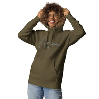 Woman Wearing A Green Forgive Hoodie