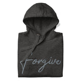 Grey Forgive Hoodie Close Up