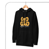 Front View Of A Black God Is Good All The Time Hoodie 