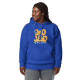 Woman Wearing A Royal Blue God Is Good All The Time Hoodie, Front View