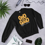Front View Of A God Is Good All The Time Sweatshirt In Black