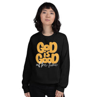 Woman Wearing A Black God Is Good All The Time Sweatshirt