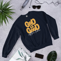 Front View Of A God Is Good All The Time Sweatshirt In Navy