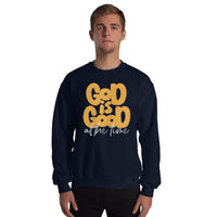 Man Wearing A God Is Good All The Time Sweatshirt In Navy