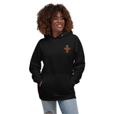 Woman Wearing A Black God Is Good Hoodie, Front View