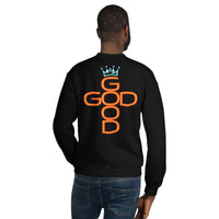 Man Wearing A Black God Is Good Sweatshirt 