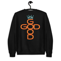 Black God Is Good Sweatshirt On Hanger