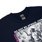 Close Up Of A He Has Risen Sweatshirt In Navy