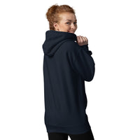 Back View Of A Woman Wearing A Navy Hope Hoodie