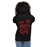 Woman Wearing A Jesus Is King Hoodie In Black