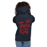 Woman Wearing A Jesus Is King Hoodie In Navy