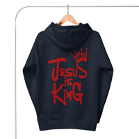 Jesus Is King Hoodie In Navy On Hanger