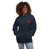 Woman Wearing A Navy Jesus Is King Hoodie, Front View