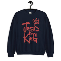 Navy Jesus Is King Sweatshirt On Hanger