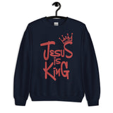 Navy Jesus Is King Sweatshirt On Hanger