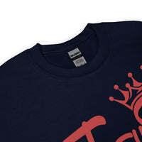 Close Up Of A Navy Jesus Is King Sweatshirt