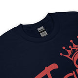 Close Up Of A Navy Jesus Is King Sweatshirt