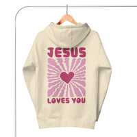 Jesus Loves You Hoodie In Bone On Hanger