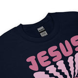 Close Up Of A Jesus Loves You Sweatshirt In Navy