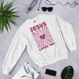 Front View Of A Jesus Loves You Sweatshirt In White