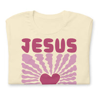 Front View Of A Natural Jesus Loves You T-shirt 