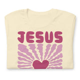 Front View Of A Natural Jesus Loves You T-shirt 