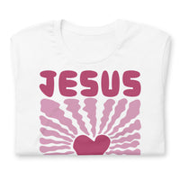 Front View Of A White Jesus Loves You T-shirt 