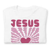 Front View Of A White Jesus Loves You T-shirt 