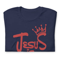 Front View Of A Navy Jesus Is King T-shirt