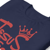 Close Up Of A Navy Jesus Is King T-shirt