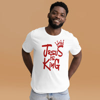 Man Wearing A White Jesus Is King T-shirt