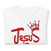 Front View Of A White Jesus Is King T-shirt