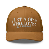 Just A Girl Who Loves Jesus Retro Trucker Hat