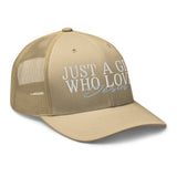Just A Girl Who Loves Jesus Retro Trucker Hat