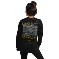 Woman Wearing A Black Living Water Eternal Life Sweatshirt 