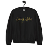 Front View Of A Black Living Water Eternal Life Sweatshirt On Hanger