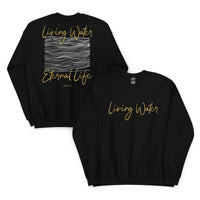 Front And Back View Of a Black Living Water Eternal Life Sweatshirt 