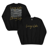 Front And Back View Of a Black Living Water Eternal Life Sweatshirt 