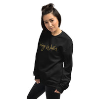 Woman Wearing A Black Living Water Eternal Life Sweatshirt, Front View