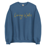 Fron View Of A Living Water Eternal Life Sweatshirt In Indigo Blue