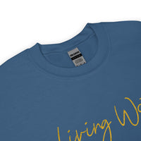 Close Up Of A Living Water Eternal Life Sweatshirt In Indigo Blue