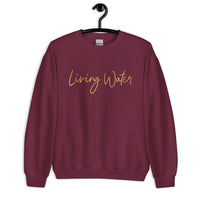 Front View Of A Maroon Living Water Eternal Life Sweatshirt On Hanger