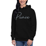 Woman Wearing A Black Peace Hoodie