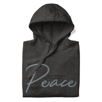 Grey Peace Hoodie Close Up