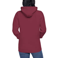 Back View Of A Woman Wearing A Red Peace Hoodie