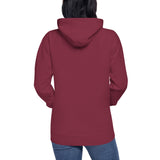 Back View Of A Woman Wearing A Red Peace Hoodie