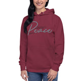 Woman Wearing A Red Peace Hoodie